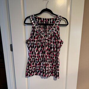 INC Embellished Sleeveless Top, Size Large